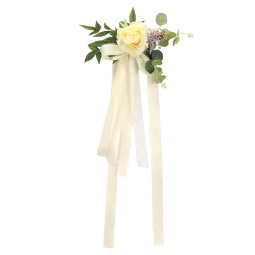 2 Pcs Hochzeit Stuhl Zurück Blume Dekoration Outdoor Simulation(2pcs yellow) von GIYXHU