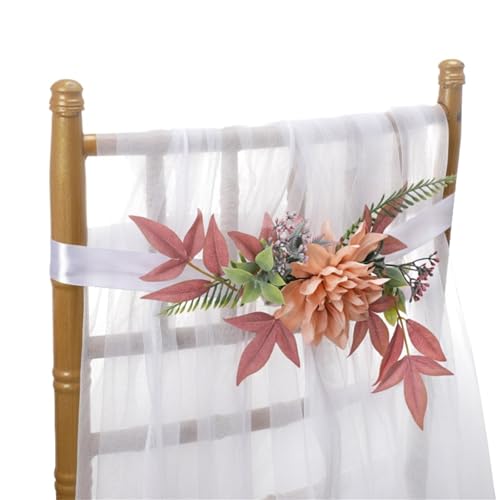 2 Pcs Künstliche Blumen Stuhl Decor Outdoor Zurück Floral for Hochzeit Elegante Party Dekoration(Champagne) von GIYXHU
