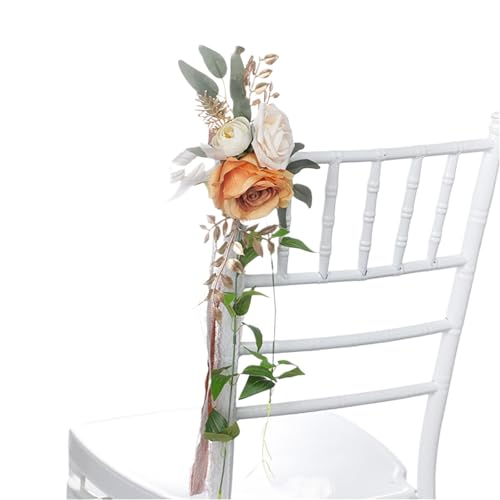 2 Pcs Outdoor Künstliche Stuhl Zurück Blume for Hochzeit Elegante Party for Decor(Champagne) von GIYXHU