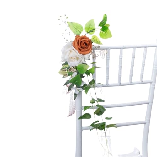 2 Pcs Outdoor Künstliche Stuhl Zurück Blume for Hochzeit Elegante Party for Decor(Orange A) von GIYXHU