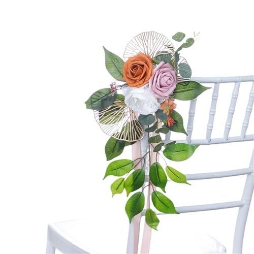 2 Pcs Outdoor Künstliche Stuhl Zurück Blume for Hochzeit Elegante Party for Decor(Orange B) von GIYXHU