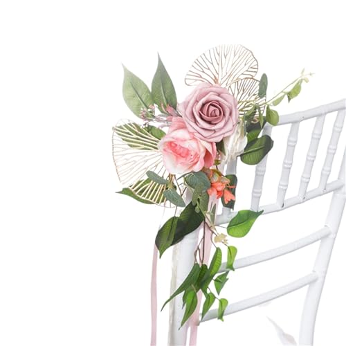 2 Pcs Outdoor Künstliche Stuhl Zurück Blume for Hochzeit Elegante Party for Decor(Pink) von GIYXHU