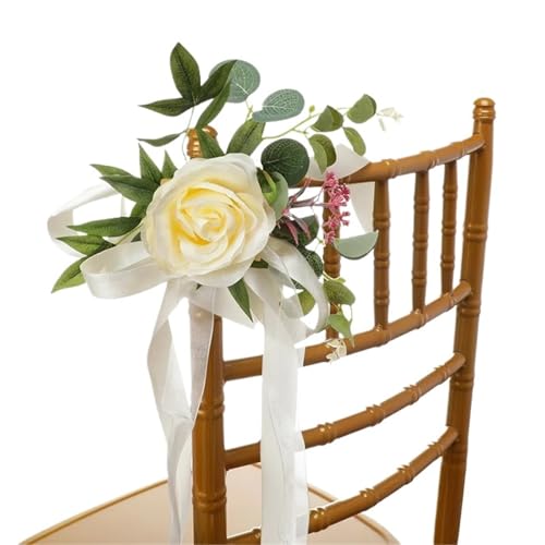 2 Pcs Simulation Seide Stuhl Zurück Blume Elegante Hochzeit Dekoration Party Künstliche Blumen for Outdoor(Champagne) von GIYXHU