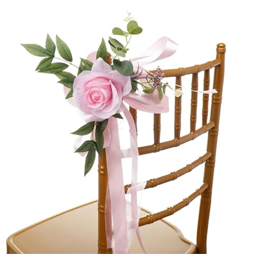 2 Pcs Simulation Seide Stuhl Zurück Blume Elegante Hochzeit Dekoration Party Künstliche Blumen for Outdoor(Pink) von GIYXHU