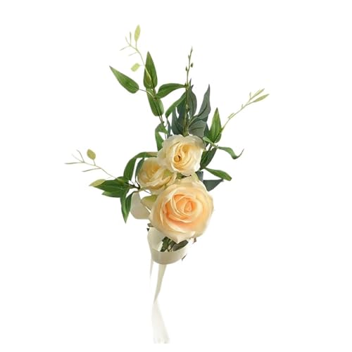 2 Pcs Stuhl Künstliche Blumen Elegante Zurück Blume for Hochzeit Dekorative Zeremonie Floral(Light Champagne) von GIYXHU