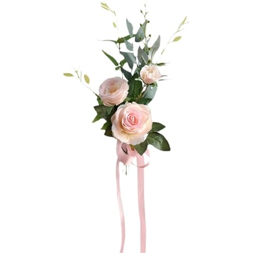 2 Pcs Stuhl Künstliche Blumen Elegante Zurück Blume for Hochzeit Dekorative Zeremonie Floral(Pink) von GIYXHU