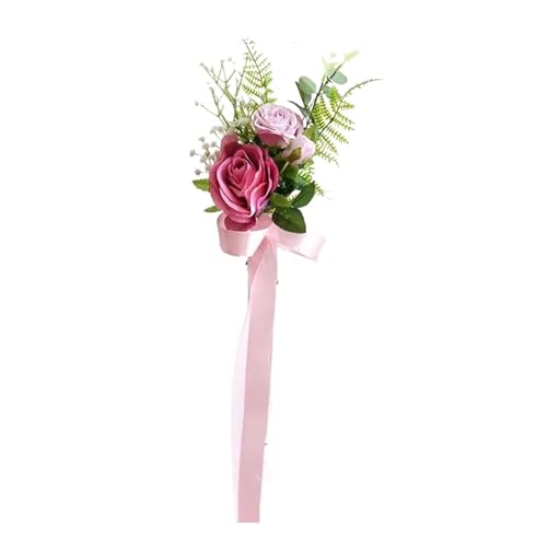 2 Pcs Stuhl Künstliche Blumen for Bouquet Eelgant Zurück Blume Hochzeit Dekoration Mit Band(Pink) von GIYXHU