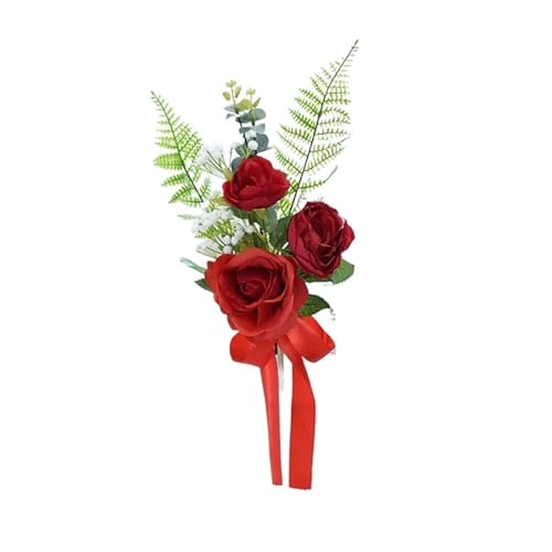 2 Pcs Stuhl Künstliche Blumen for Bouquet Eelgant Zurück Blume Hochzeit Dekoration Mit Band(Red) von GIYXHU