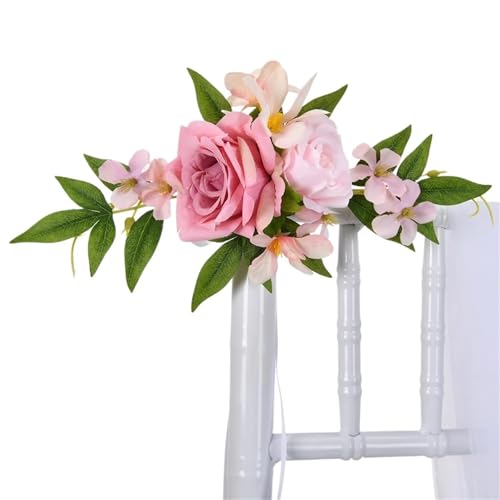 3 Pcs Simulierte Seide Stuhl Zurück Blume Elegante Hochzeit Zubehör for Dekor Outdoor Künstliche Dekoration Blumen(Pink) von GIYXHU