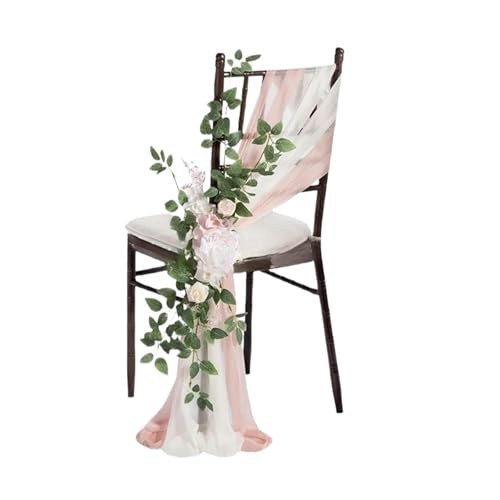 3-teiliges Set Stuhlrückenblume for Hochzeit 250CM Stuhlrückendekoration Elegante künstliche Blume for Stuhldekor(Light Pink) von GIYXHU