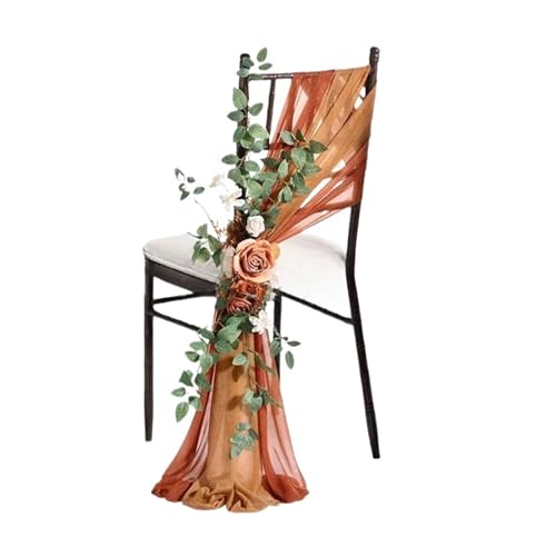 3-teiliges Set Stuhlrückenblume for Hochzeit 250CM Stuhlrückendekoration Elegante künstliche Blume for Stuhldekor(Orange) von GIYXHU