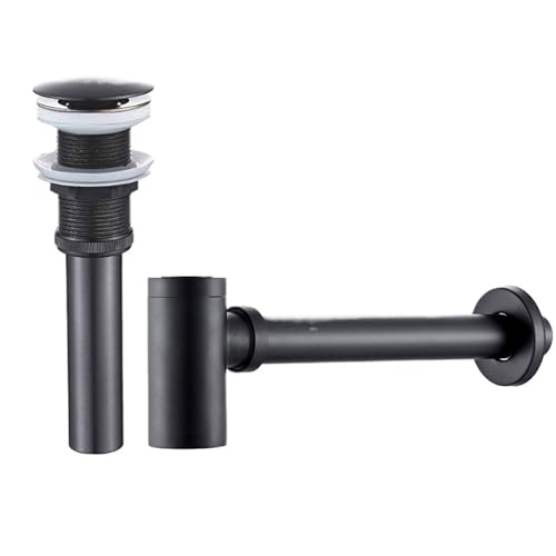 Antikes Badezimmer Waschbecken Flasche Falle Abfall Rohr Kits Messing Abfluss Armaturen(Black no hole) von GIYXHU
