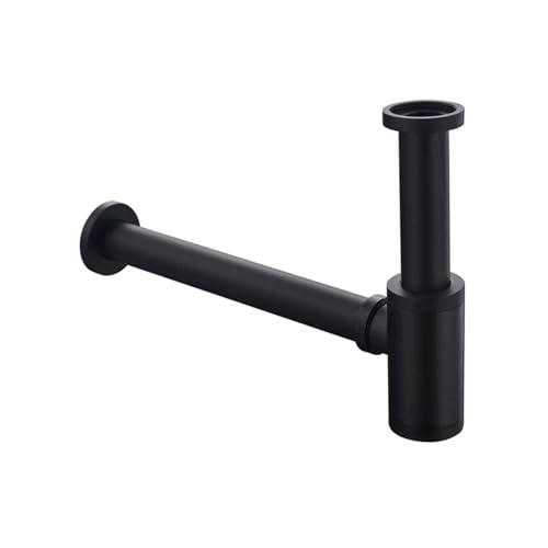 Badezimmer Pop-up Waschbecken Abfall Abfluss Wandanschluss P-Fallen Abflussrohr(Black) von GIYXHU