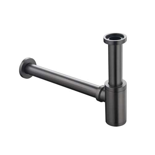 Badezimmer Pop-up Waschbecken Abfall Abfluss Wandanschluss P-Fallen Abflussrohr(Grey) von GIYXHU