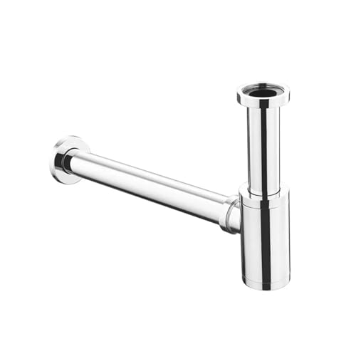 Badezimmer Pop-up Waschbecken Abfall Abfluss Wandanschluss P-Fallen Abflussrohr(Silver) von GIYXHU
