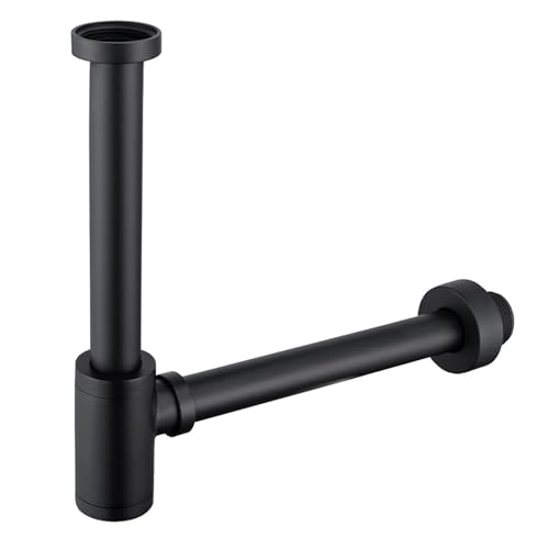 Badezimmer-Stopfen P-Trap Badezimmer Waschbecken Siphon Abfluss Kanalisation Rohr Kit(Mattte Black) von GIYXHU