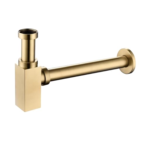 Badezimmer Waschbecken Flasche Falle Abfall Siphon Rohr Kits Messing Moderne Pop Up Filter(Gold) von GIYXHU