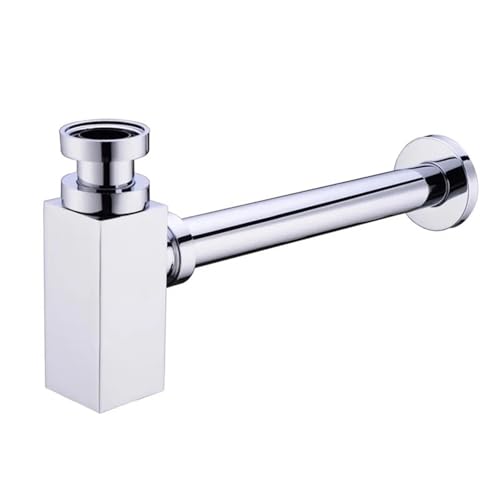Badezimmer Waschbecken Flasche Falle Abfall Siphon Rohr Kits Messing Moderne Pop Up Filter(Silver) von GIYXHU