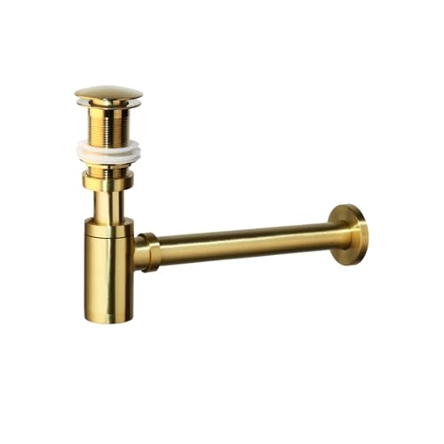 Bathroom Sink Bottle Trap Wash Basin Waste Siphon Pipe Kits Drain Fittings(Brush gold No hole) von GIYXHU
