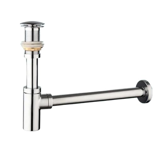 Bathroom Sink Bottle Trap Wash Basin Waste Siphon Pipe Kits Drain Fittings(Chrome No hole) von GIYXHU