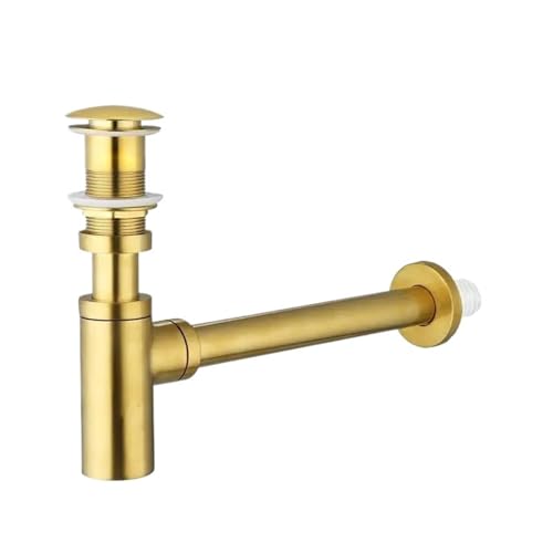 Bathroom Sink Bottle Trap Wash Basin Waste Siphon Pipe Kits Drain Fittings(Gold No hole) von GIYXHU