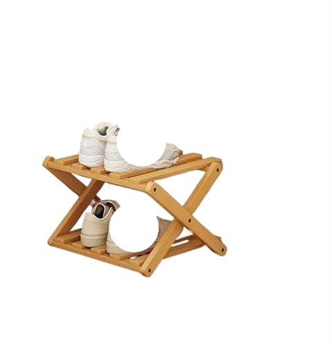 GIYXHU 2–6-stufiges Schuhregal aus Holz for den Heimgebrauch, einfaches atmungsaktives, multifunktionales faltbares Aufbewahrungsregal(A-2 Layers 2pcs) von GIYXHU