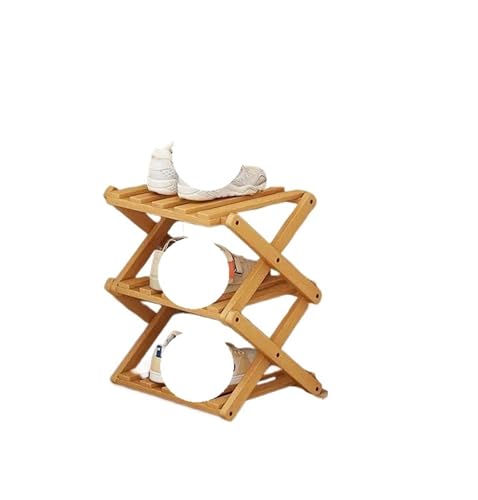 GIYXHU 2–6-stufiges Schuhregal aus Holz for den Heimgebrauch, einfaches atmungsaktives, multifunktionales faltbares Aufbewahrungsregal(A-3 Layers) von GIYXHU