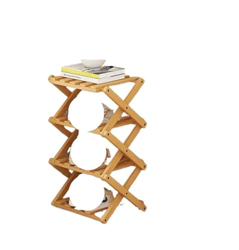 GIYXHU 2–6-stufiges Schuhregal aus Holz for den Heimgebrauch, einfaches atmungsaktives, multifunktionales faltbares Aufbewahrungsregal(A-4 Layers) von GIYXHU