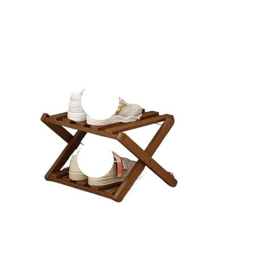 GIYXHU 2–6-stufiges Schuhregal aus Holz for den Heimgebrauch, einfaches atmungsaktives, multifunktionales faltbares Aufbewahrungsregal(B-2 Layers 2pcs) von GIYXHU