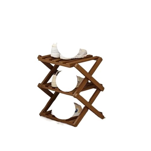 GIYXHU 2–6-stufiges Schuhregal aus Holz for den Heimgebrauch, einfaches atmungsaktives, multifunktionales faltbares Aufbewahrungsregal(B-3 Layers) von GIYXHU