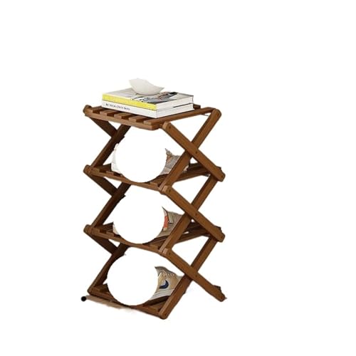 GIYXHU 2–6-stufiges Schuhregal aus Holz for den Heimgebrauch, einfaches atmungsaktives, multifunktionales faltbares Aufbewahrungsregal(B-4 Layers) von GIYXHU