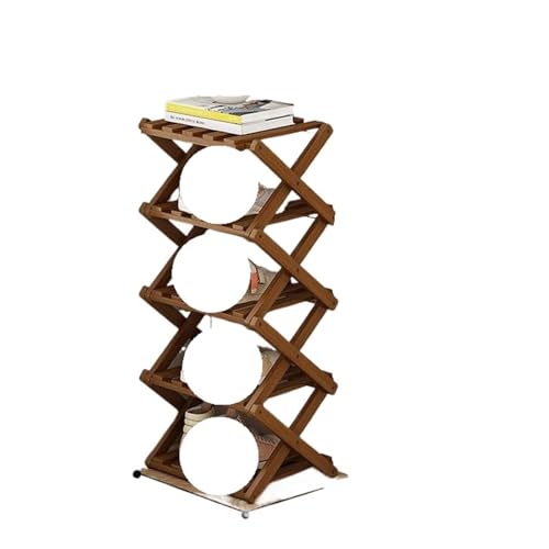 GIYXHU 2–6-stufiges Schuhregal aus Holz for den Heimgebrauch, einfaches atmungsaktives, multifunktionales faltbares Aufbewahrungsregal(B-5 Layers) von GIYXHU