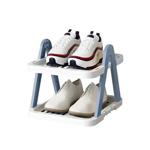GIYXHU 2 PCS 2/3 Schichten Stapelbare Schuhregal Schlafzimmer Schlafsaal Schuhe Lagerung Regal Eingang Platzsparende Schränke Haushalt Rack(2 Layers Blue) von GIYXHU