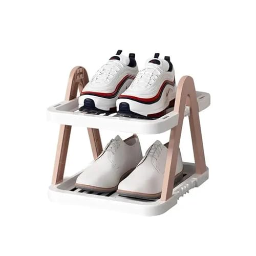 GIYXHU 2 PCS 2/3 Schichten Stapelbare Schuhregal Schlafzimmer Schlafsaal Schuhe Lagerung Regal Eingang Platzsparende Schränke Haushalt Rack(2 Layers Pink) von GIYXHU
