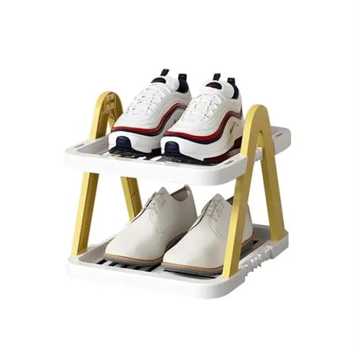 GIYXHU 2 PCS 2/3 Schichten Stapelbare Schuhregal Schlafzimmer Schlafsaal Schuhe Lagerung Regal Eingang Platzsparende Schränke Haushalt Rack(2 Layers Yellow) von GIYXHU
