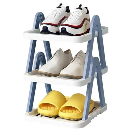 GIYXHU 2 PCS 2/3 Schichten Stapelbare Schuhregal Schlafzimmer Schlafsaal Schuhe Lagerung Regal Eingang Platzsparende Schränke Haushalt Rack(3 Layers Blue) von GIYXHU