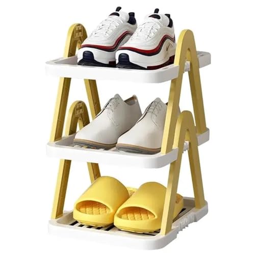 GIYXHU 2 PCS 2/3 Schichten Stapelbare Schuhregal Schlafzimmer Schlafsaal Schuhe Lagerung Regal Eingang Platzsparende Schränke Haushalt Rack(3 Layers Yellow) von GIYXHU