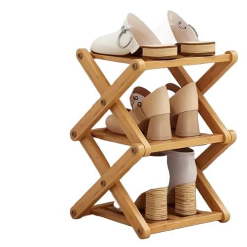 GIYXHU 2-teiliges Schuhregal, einfaches mehrstöckiges Schlafzimmer aus Holz for den Innenbereich, Familiengebrauch, Lagerregal am Eingang spart Platz(3layers) von GIYXHU