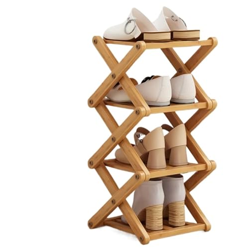 GIYXHU 2-teiliges Schuhregal, einfaches mehrstöckiges Schlafzimmer aus Holz for den Innenbereich, Familiengebrauch, Lagerregal am Eingang spart Platz(4layers) von GIYXHU