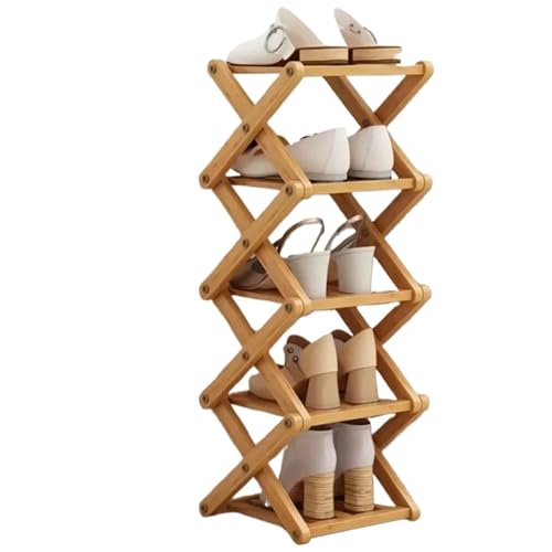 GIYXHU 2-teiliges Schuhregal, einfaches mehrstöckiges Schlafzimmer aus Holz for den Innenbereich, Familiengebrauch, Lagerregal am Eingang spart Platz(5layers) von GIYXHU