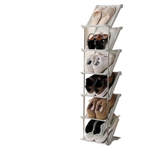 GIYXHU 3 Stück stapelbares Schuhregal, platzsparend, Organizer for Eingangstür, mehrschichtig, tragbar, Wohnzimmer, Schrank, Möbel(Gray 6 Layers) von GIYXHU