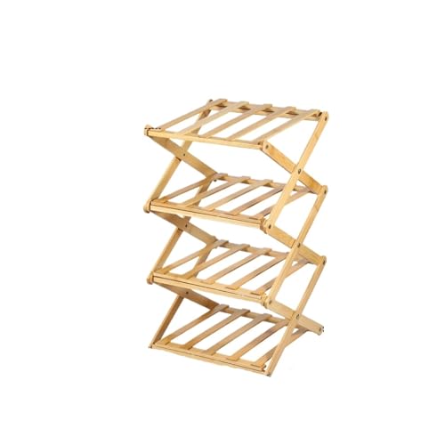 GIYXHU 4/5-lagiges, faltbares Schuhregal aus Holz, platzsparendes Schuhschrank-Rack, Mehrzweck-Lagerregal for Wohnzimmer, Tür, Balkon(4 Layer) von GIYXHU
