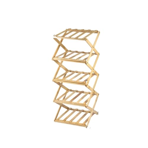 GIYXHU 4/5-lagiges, faltbares Schuhregal aus Holz, platzsparendes Schuhschrank-Rack, Mehrzweck-Lagerregal for Wohnzimmer, Tür, Balkon(5 Layer) von GIYXHU