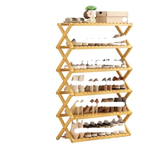 GIYXHU 6 Schichten aus Holz, kostenlose Installation, Schuhregal, Schlafsaal-Tür, einfacher Kleiner Schuhschrank, faltbares Aufbewahrungsregal for den Innenbereich(70cm-Log) von GIYXHU