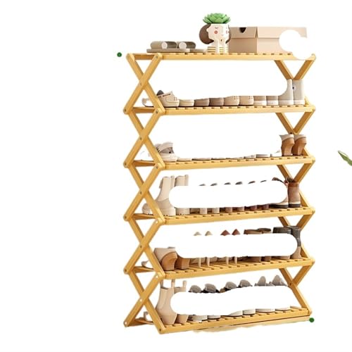 GIYXHU 6 Schichten aus Holz, kostenlose Installation, Schuhregal, Schlafsaal-Tür, einfacher Kleiner Schuhschrank, faltbares Aufbewahrungsregal for den Innenbereich(80cm-Log) von GIYXHU