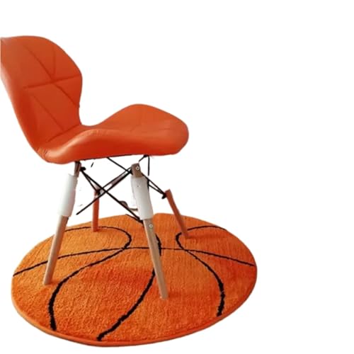 GIYXHU Bodenschutzmatte 3D Polyester Anti-Rutsch-Ball runder Flauschiger Teppich Computer Stuhl Pad Fußball Basketball Wohnzimmer Matte Kinder Schlafzimmer Teppiche(Orange) von GIYXHU