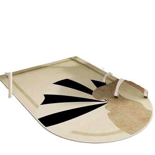 GIYXHU Bodenschutzmatte Einfache Schlafzimmer Computer Stuhl Teppich Geometrische Muster Studie Tisch Riemenscheibe Sitz Fuß Matte Schminktisch Dekorative Teppich(Black,60x90cm) von GIYXHU