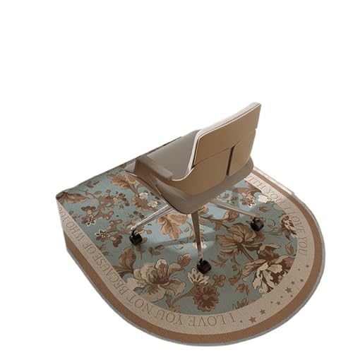 GIYXHU Bodenschutzmatte Pflanze Blumenmuster Schlafzimmer Teppich Computer Riemenscheibe Drehstuhl Teppich Nachttisch Schminktisch Verschleißfeste rutschfeste Matte(Blue,90x150cm) von GIYXHU