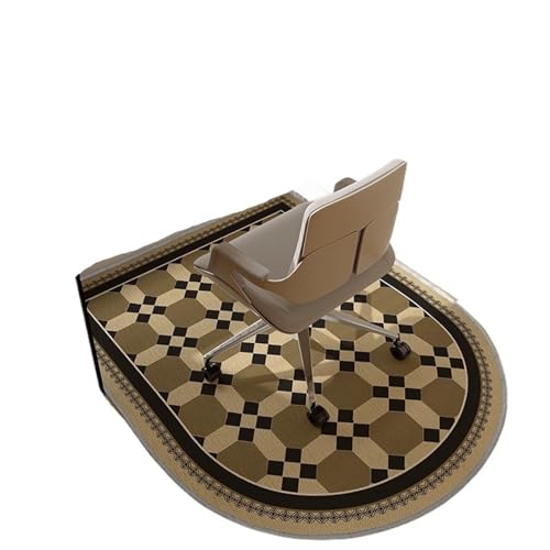 GIYXHU Bodenschutzmatte Pflanze Blumenmuster Schlafzimmer Teppich Computer Riemenscheibe Drehstuhl Teppich Nachttisch Schminktisch Verschleißfeste rutschfeste Matte(Brown,90x140cm) von GIYXHU