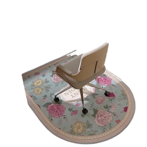 GIYXHU Bodenschutzmatte Pflanze Blumenmuster Schlafzimmer Teppich Computer Riemenscheibe Drehstuhl Teppich Nachttisch Schminktisch Verschleißfeste rutschfeste Matte(Pink,90x120cm) von GIYXHU